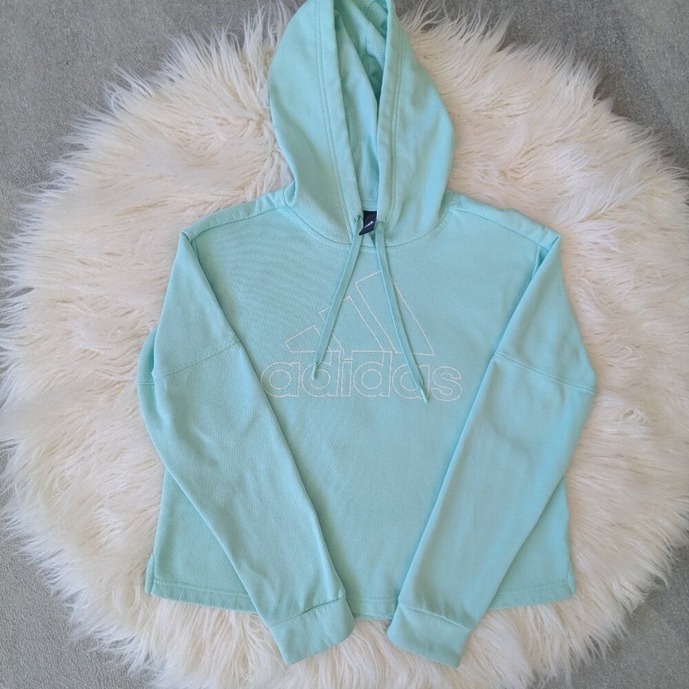 Adidas Mint Green Blue Hoodie Sweatshirt in size M